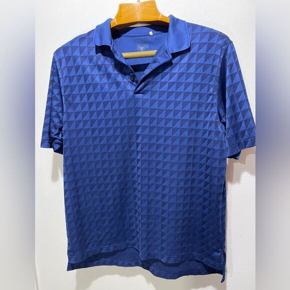 Adidas performance polo shirt golf geometric tridimensional blue men’s XXL - Picture 2 of 6